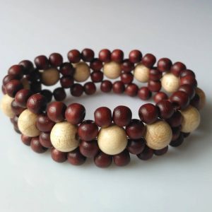 Náramek z dřevěných korálků tmavý * Wooden bead bracelet, dark