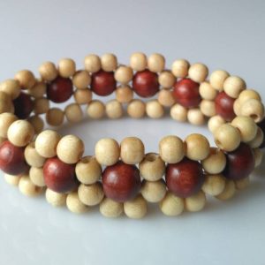 Náramek z dřevěných korálků světlý * Wooden bead bracelet, light