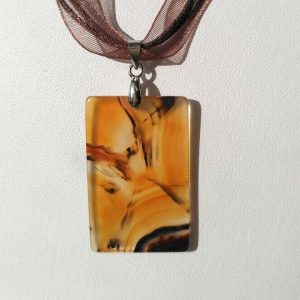 Náhrdelník achátový přívěsek * Agate pendant necklace, brown
