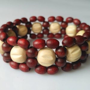 Náramek z dřevěných korálků tmavý * Wooden bead bracelet, dark