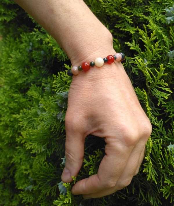 Náramek achát-karneol-měsíční kámen * Bracelet from agate, carnelian, moonstone