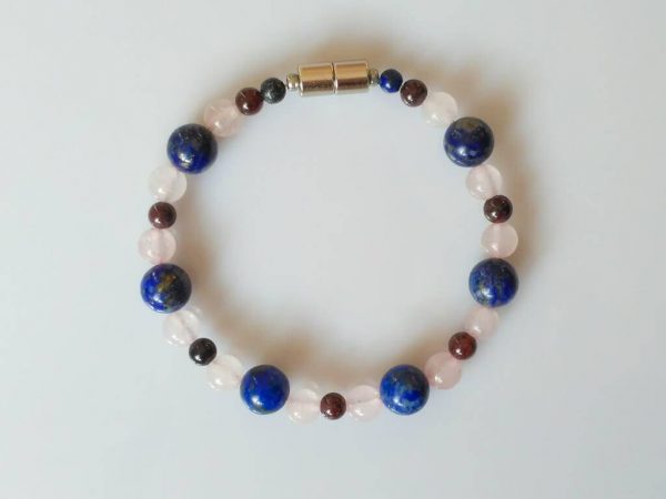 Náramek lapis lazuli-růženín-granát * Bracelet from lapis lazuli, rose quartz and garnet
