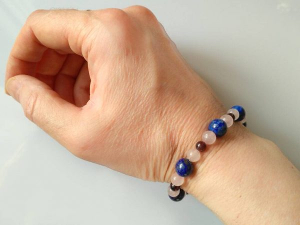 Náramek lapis lazuli-růženín-granát * Bracelet from lapis lazuli, rose quartz and garnet