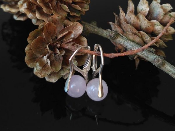 Náušnice růženín, stříbrné * Rose quartz earrings, silver