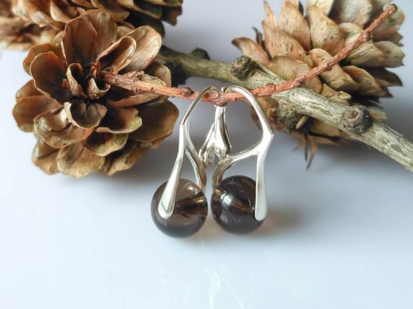 Náušnice záhněda, stříbrné * Smoky quartz earrings, silver
