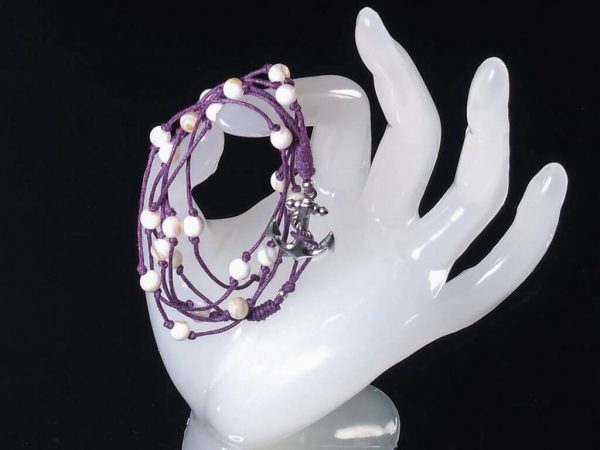 Provázkový náhrdelník nebo náramek s kotvou a perletí * String necklace or bracelet with anchor and nacre