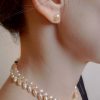 Perlové náušnice lososové, stříbrné * Beige pearl earrings, silver