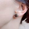 Náušnice jaspis červený puzety s kytičkou * Red Jasper flower stud earrings
