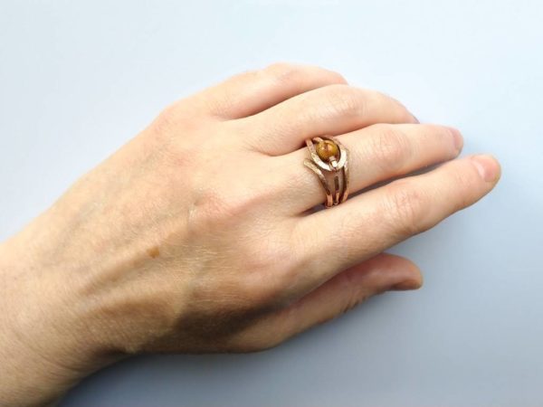 Měděný prsten s achátovým korálkem * Agate bead copper ring