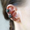 Záušnice z mědi s chryzokolem a měsíčním kamenem * Copper ear cuff with Chrysocolla and Moonstone