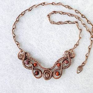 Měděný náhrdelník s jaspisem a tygřím okem * Copper necklace with Jasper and Tiger's eye
