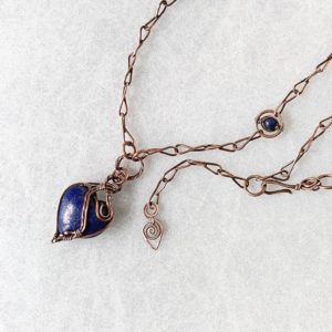 Měděný náhrdelník srdce z lapisu lazuli* Copper necklace Lapis lazuli heart