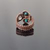 Měděný prsten s chryzokolem a křišťálem * Copper ring with Chrysocolla and Crystal Quartz beads