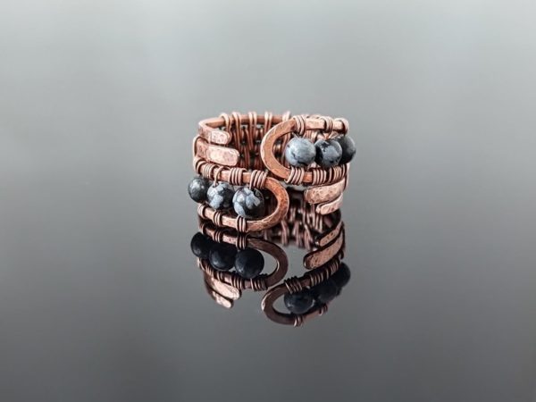 Prsten měděný s obsidiánem vločkovým * Snowflake Obsidian Copper ring