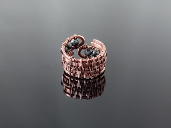 Prsten měděný s obsidiánem vločkovým * Snowflake Obsidian Copper ring