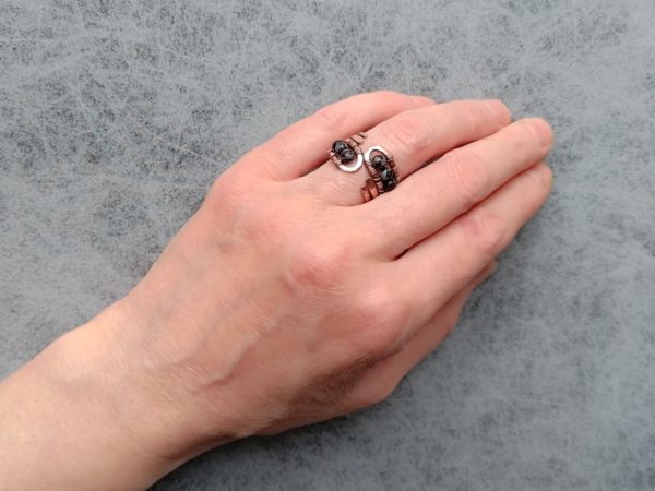 Prsten měděný s obsidiánem vločkovým * Snowflake Obsidian Copper ring