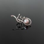 Ear Cuff with pink-purple Freshwater pearl, silver Ag 925/1000
