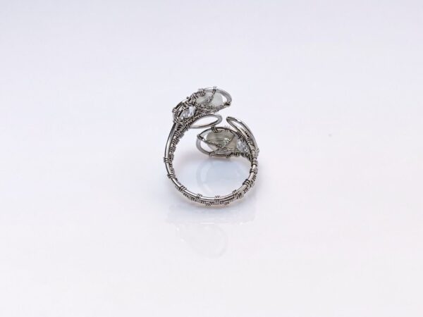 Prsten s měsíčním kamenem a křišťálem, chirurgická ocel * Moonstone ring from surgical steel
