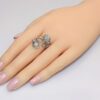 Prsten s měsíčním kamenem a křišťálem, chirurgická ocel * Moonstone ring from surgical steel