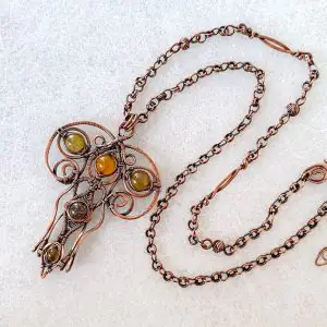 Měděný náhrdelník s achátovými korálky * Copper necklace with Agate beads