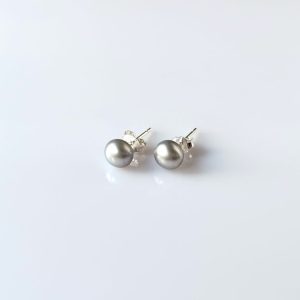 Perlové náušnice šedé, stříbrné * Gray pearl stud earrings, silver