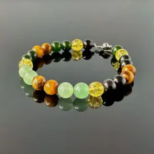 Náramek na přání jadeit-obsidián-tygří oko-citrín-aventurín * Custom bracelet from Jade, Obsidian, Tiger's eye, Citrine and Aventurine